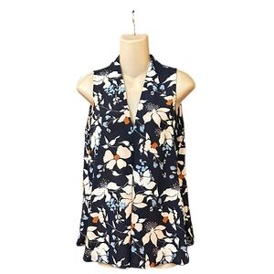 MARIO SERRANI - ITALY |‎ Blue Floral Sleeveless Top